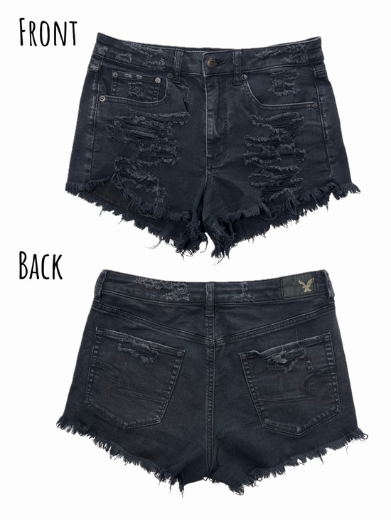 American Eagle Outfitters Pants - AEO Jean Shorts Distressed Vintage Hi Rise Festival Cut Off Black Denim 6